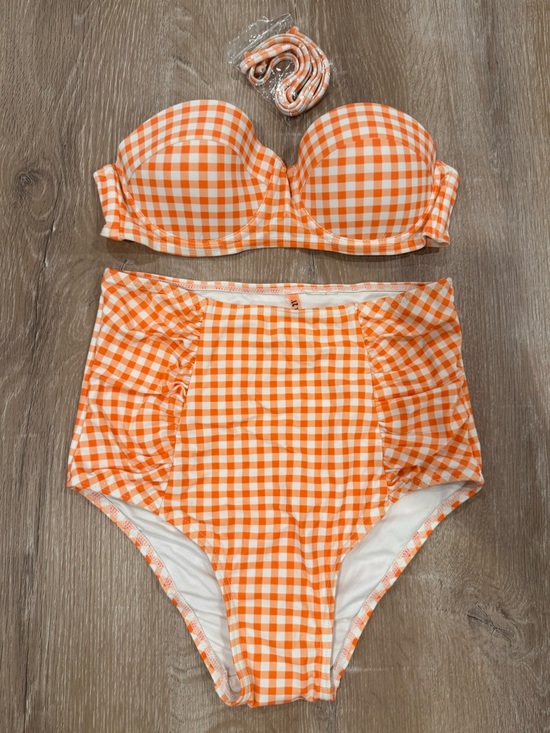 Forever 21 Other - Orange Gingham High-Waisted Bikini Set